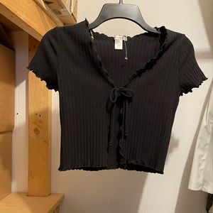 Black front tie crop top. Super cute - never worn!